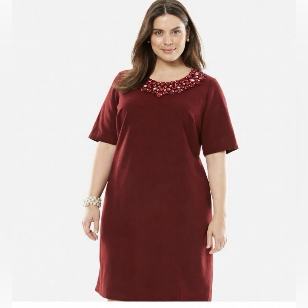 NEW Classic wool blend dress burgundy